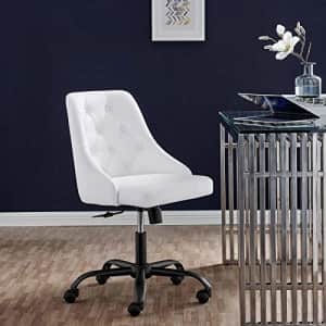 Modway Distinct Tufted Swivel Vegan Leather Office Chair, Black White for $182