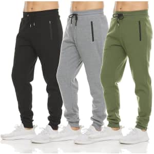 PURE CHAMP Men's Fleece Active Zipper Jogger Sweatpants 3-Pack for $40 PURE CHAMP Men's Fleece Active Zipper Jogger Sweatpants 3-Pack for $40