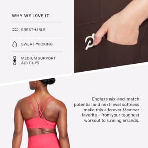 Peloton Padded Strappy Sports Bra, Low-Medium Support Breathable & Moisture-Wicking Fabric for $37