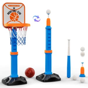 Gorzing 2-in-1 Toddler Basketball Hoop and T-Ball Set for $26
