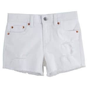 Levi's Girls' Denim Shorty Shorts_Discontinued, White, 6 for $22 Levi's Girls' Denim Shorty Shorts_Discontinued, White, 6 for $22