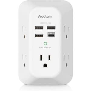 Addtam 9-in-1 USB Wall Outlet with Surge Protection for $12