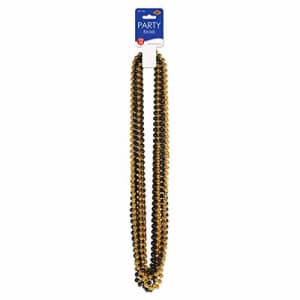 Beistle Beads Necklaces 12 Piece Mardi Gras Party Supplies, 33", Black/Gold for $7