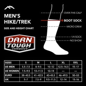 Darn Tough Vermont Hiker Merino Wool Boot Socks Cushion Black LG (US 10-12) for $26