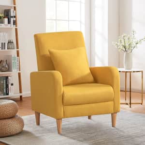 Colamy Upholstered Accent Armchair w/ Pillow for $128
