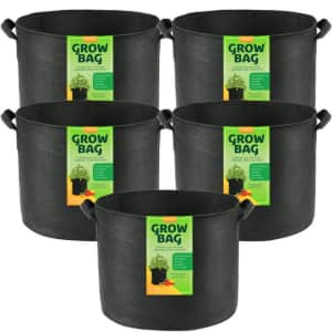 LotFancy 10-Gallon Grow Bag 5-Pack for $17