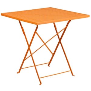 Flash Furniture 28'' Square Orange Indoor-Outdoor Steel Folding Patio Table for $64