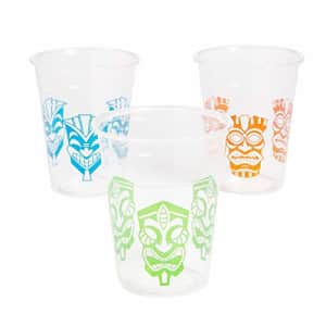 Fun Express Tiki Plastic Cups - Bulk Set of 50, Each Holds 16 oz - Luau, Pool and Summer Party for $12
