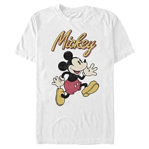 Disney Men's Characters Vintage Mickey T-Shirt, White, X-Large for $12