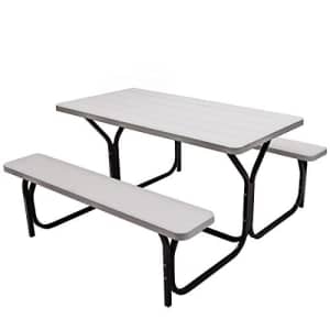 Giantex Picnic Table Bench Set Outdoor Camping All Weather Metal Base Wood-Like Texture Backyard for $170 Giantex Picnic Table Bench Set Outdoor Camping All Weather Metal Base Wood-Like Texture Backyard for $170