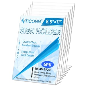 Ticonn Acrylic Sign Holder 6-Pack for $17