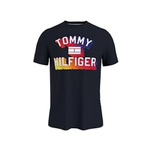 Tommy Hilfiger Men's Short Sleeve Graphic Logo T-Shirt, Sky Captain, XXL for $28