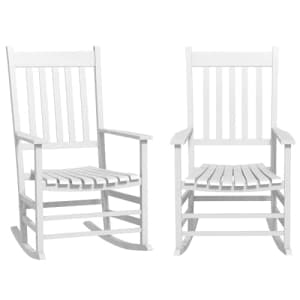 Outsunny Outdoor Rocking Chair Set of 2, Patio Wooden Rocking Chair with Smooth Armrests, High Back for $190