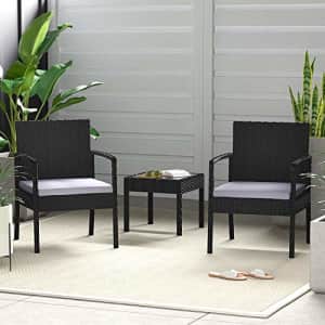 Amazon Basics Outdoor Patio Garden Faux Wicker Rattan Chair Conversation Set with Cushion - 3-Piece for $193 Amazon Basics Outdoor Patio Garden Faux Wicker Rattan Chair Conversation Set with Cushion - 3-Piece for $193