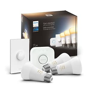 Philips Hue White Ambiance Medium Lumen (75W) Smart Button Starter Kit, Hub Included, Works with for $120