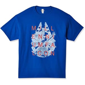 Star Wars Men's Millenium Falcon Letter Grid T-Shirt, Royal Blue, Medium for $13