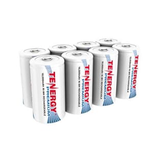 Tenergy 8 pcs of Premium D Size 10,000mAh High Capacity High Rate NiMH Rechargeable Batteries - UL for $50 Tenergy 8 pcs of Premium D Size 10,000mAh High Capacity High Rate NiMH Rechargeable Batteries - UL for $50