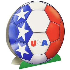 Beistle 3-D USA Soccer Ball Centerpiece Sports Party Supplies, Tableware Decorations, 9.25", for $46
