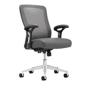 Realspace Modern Comfort Series Cassia Mesh and Bonded Leather Mid-Back Chair, Gray/Chrome for $191