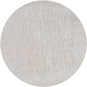 Unique Loom Outdoor Solid Collection Area Rug (6' 1" Round Light Gray/Ivory) for $55