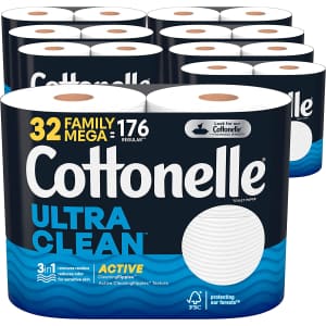 Cottonelle Ultra Clean Toilet Paper Family Mega Roll 32-Pack for $26 via Sub & Save