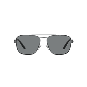 Polo Ralph Lauren Men's PH3138 Aviator Sunglasses, Semi Shiny Dark Gunmetal/Grey, 59 mm for $109