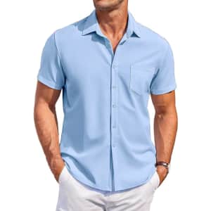 Coofandy Men's Casual Short Sleeve Button Down Shirt for $14