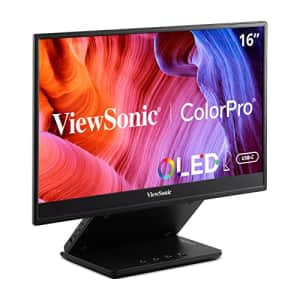 ViewSonic VP16-OLED 15.6 Inch 1080p Portable OLED Monitor with 2 Way Powered 40W USB C, Pantone for $320