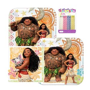 Disney Moana Party Supplies Pack Serves 16: 7" Dessert Plates and Beverage Napkins with Birthday for $19