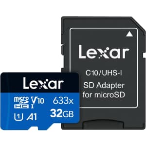 Lexar 633x 32GB UHS-1 microSD Card w/ Adapter for $7