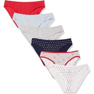Amazon Essentials Women's Cotton Bikini Brief 6-Pack for $15