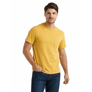Lucky Brand Men's Short Sleeve Crew Neck Sunset Pocket Tee Shirt, Ochre, XL for $18