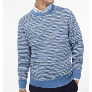 J.Crew Factory Men's Fair Isle Cotton Sweater. Coupon code "GREATDEALS" drops it to $79 off list price.
