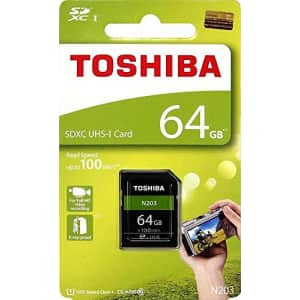 Toshiba 64GB N203 SDXC UHS-I Card U1 Class 10 SD Card Memory Card 100MB/s (THN-N203N0640A4) for $85