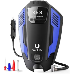 VacLife Air Compressor Portable 12V Tire Inflator for $12