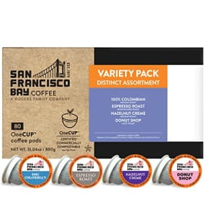 SF Bay Coffee San Francisco Bay Compostable Coffee Pods - Assorted Variety Pack (80 Ct) K Cup Compatible for $33