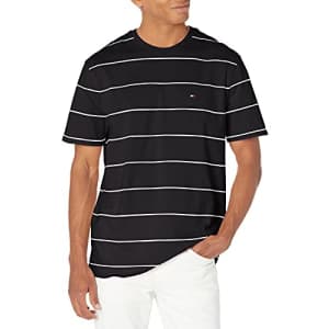 Tommy Hilfiger Men's Short Sleeve Graphic T Shirt, Jet Black PT/Bright White PT, X-Large for $23