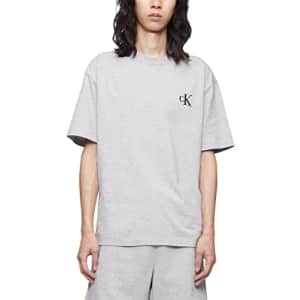 Calvin Klein Men's Relaxed Fit Monogram Logo Crewneck T-Shirt, Heroic Grey Heather, Extra Small for $20