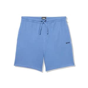 BOSS Men's Waffle Contrast Logo Lounge Shorts, Bijou Blue for $28 BOSS Men's Waffle Contrast Logo Lounge Shorts, Bijou Blue for $28
