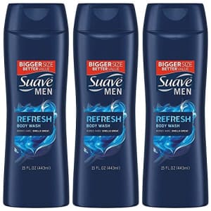 Suave Men Body Wash, Refresh, 15 Fl Ounce (Pack of 3) for $12