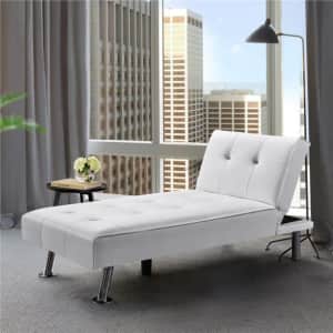 Bellamy Studios Convertible Faux Leather Chaise Lounge for $132