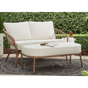 BH&G Willow Sage All-Weather Wicker Outdoor Loveseat and Ottoman Set for $249