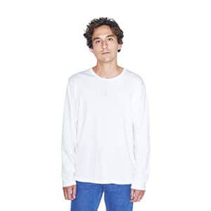 American Apparel Men's Power Wash Crewneck Long Sleeve T-Shirt, White, Large for $15