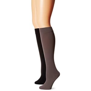 Muk Luks Women's Fleece Lined 2-Pair Pack Knee High Socks, Black/Dark Grey, Large/X-Large for $10 Muk Luks Women's Fleece Lined 2-Pair Pack Knee High Socks, Black/Dark Grey, Large/X-Large for $10