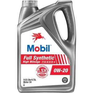 Mobil Full Synthetic High Mileage 0W-20 Motor Oil 5qt Jug for $23