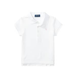 Polo Ralph Lauren Kids Girl's Short Sleeve Mesh Polo Shirt (Little Kids) White 6X Little Kids for $55