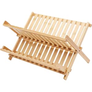 Amazon Basics Folding 2-Tier Bamboo Dish Drying Rack for $18