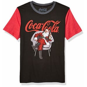 Coca-Cola Men's Ugly Christmas T-Shirt, Santa/Black, X-Large for $16