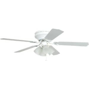 Craftmade BRC52WW5C Brilliante Hugger Fan Flush Mount 52" Ceiling Fan with LED Light Kit and Pull for $54