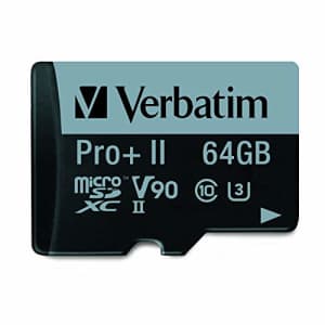 Verbatim 64GB Pro II Plus 1900X SDXC UHS-II V90 U3 Class 10 Memory Card w/Adapter for $139